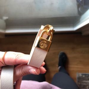 Tory Burch white and gold leather braclet